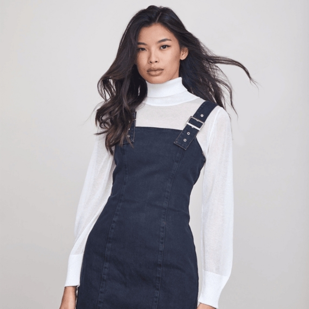 TOPSHOP Women's Black Denim Dress